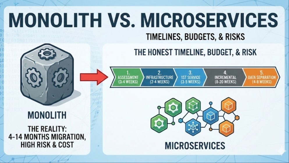 Monolith to Microservices: The Honest Timeline, Budget, and Risk Nobody Talks About